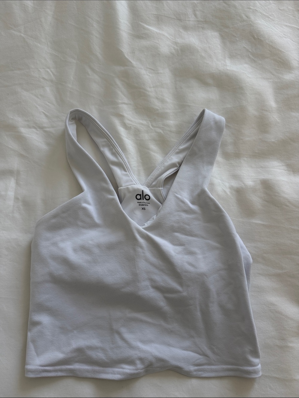 ALO Yoga White V-Neck Crop Tank